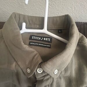 Stitch Note Khaki Button-Up Shirt